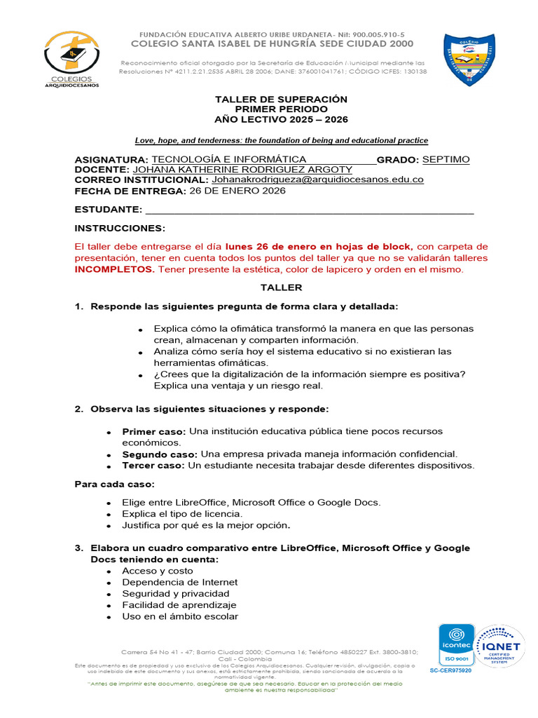 Taller de Tecnología e Informática 7° | PDF | Microsoft