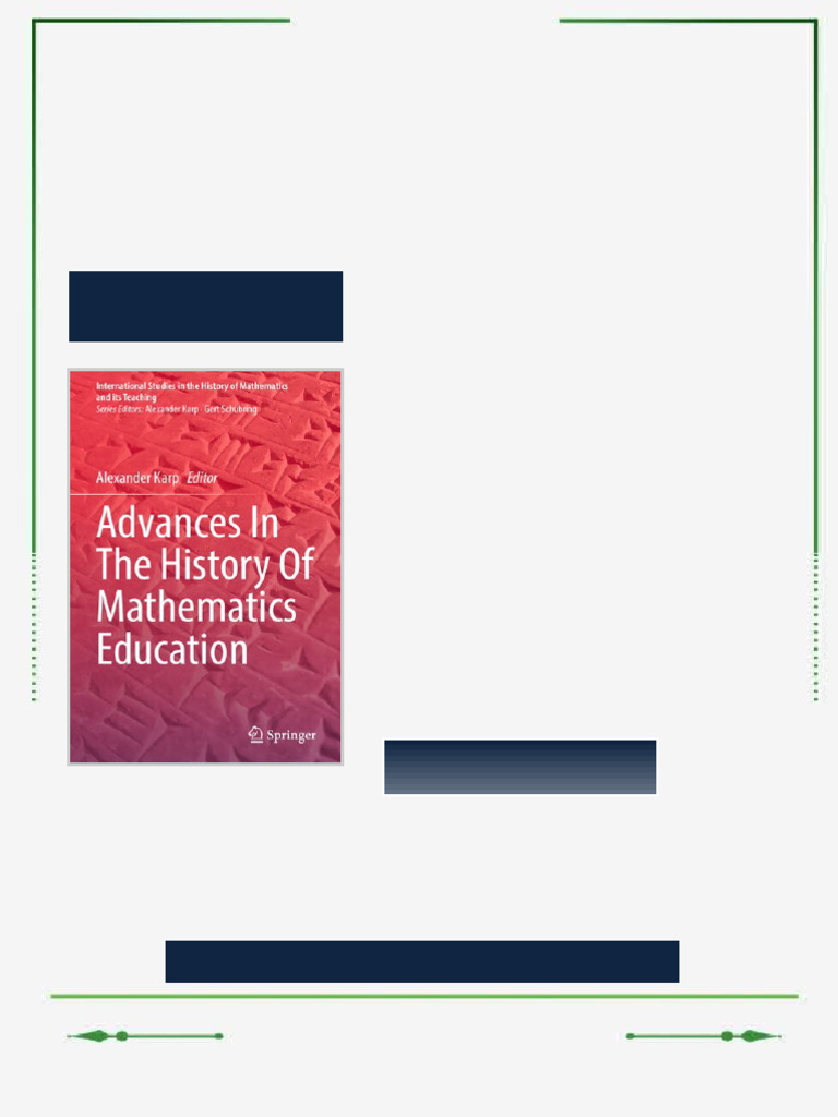Advances In The History Of Mathematics Education (International Studies ...
