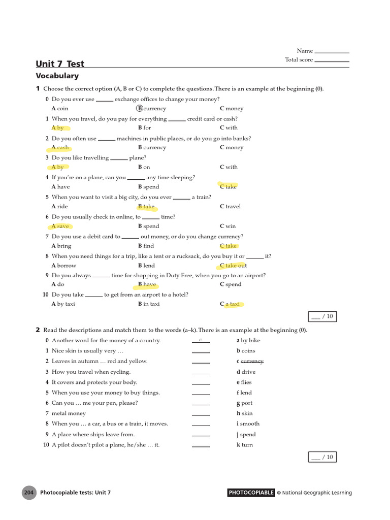 Elementary Unit7 Test | PDF | Camino De Santiago | Santiago De Compostela