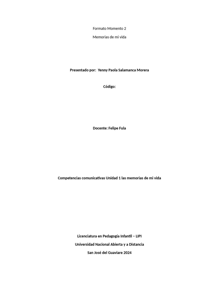 trabajo 2, competencias comunicativas PAOLA Párrafo 1 memorias | PDF