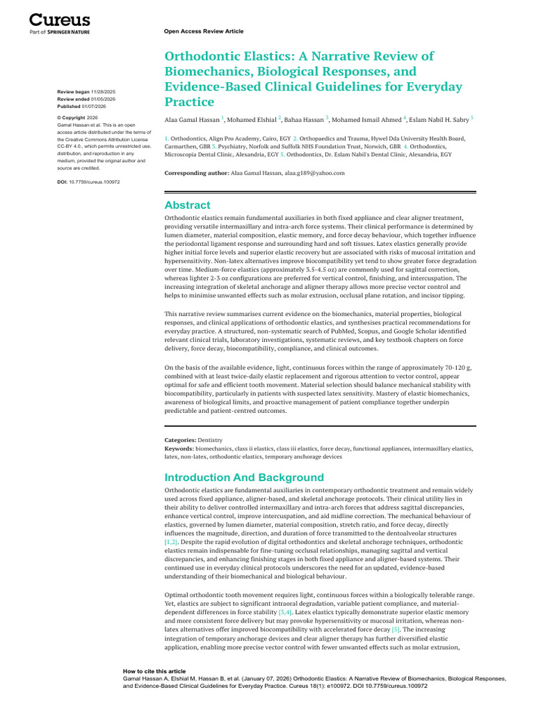 Orthodontic Elastics: Biomechanics & Guidelines | PDF | Orthodontics ...