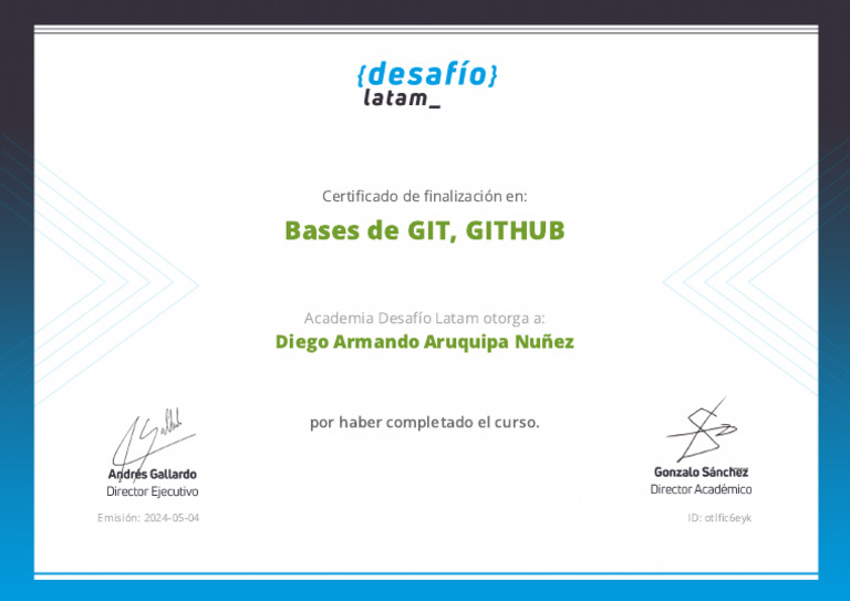 Certificado de GIT y GITHUB - Diego Aruquipa | PDF