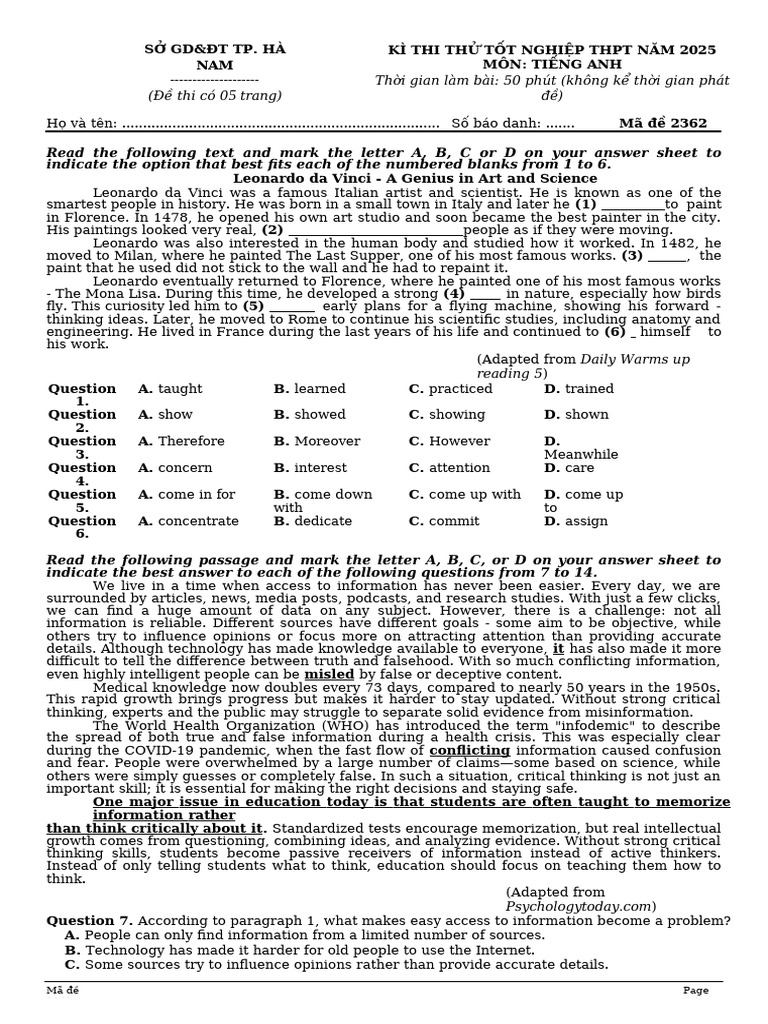 English Test Paper for High School Graduation | PDF | Earthquakes | Zoo