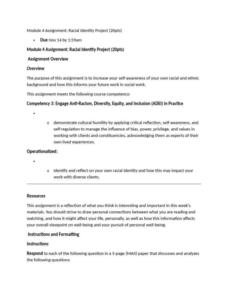Racial Identity Reflection Assignment | PDF | Race (Human ...