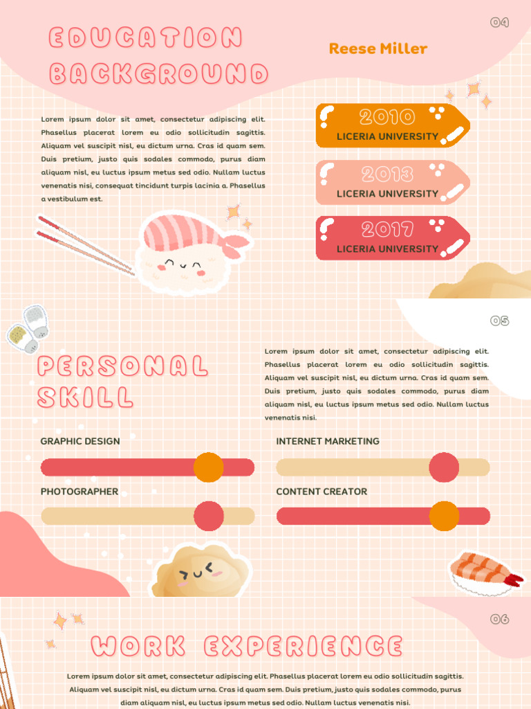 Creative Portfolio Cute Food Sticker Sushi Pastel Soft Kawaii Cartoon ...