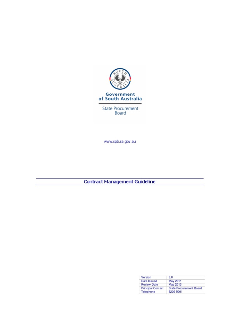 Contract Management Guideline v3.0 May 2011 - Australia | PDF