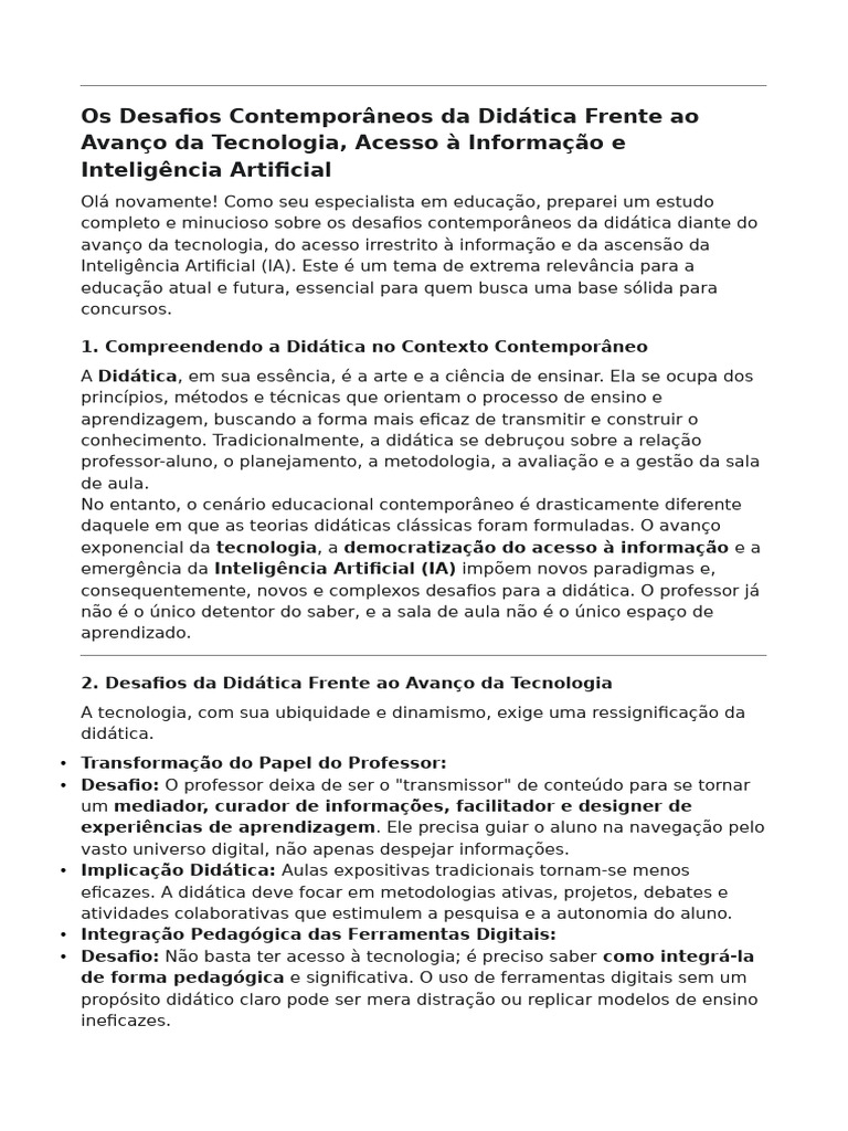 Desafios da Didática na Era Digital | PDF | Inteligência artificial ...