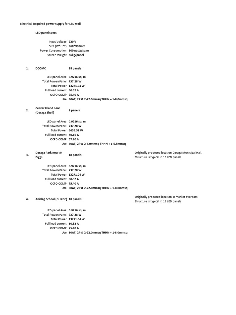 Power Supply Required for LED Wall | PDF