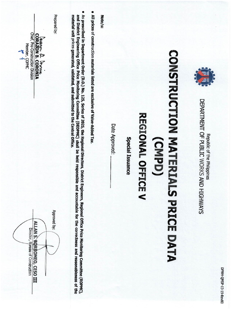 R5 DPWH Material Price List | PDF