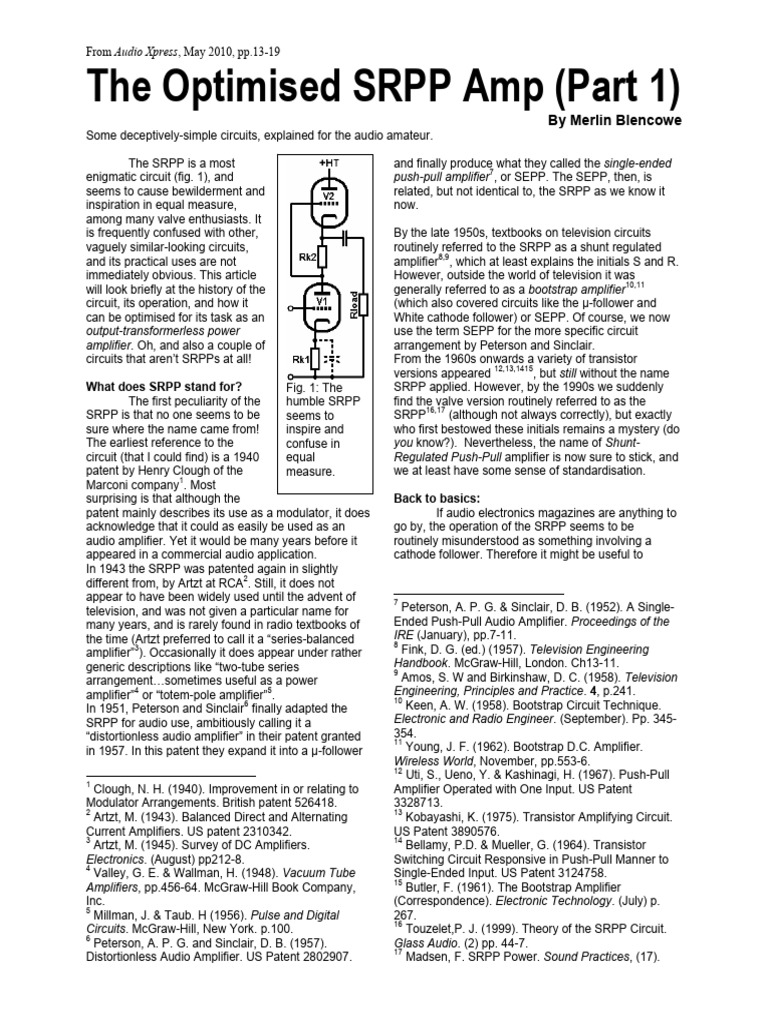 Understanding the SRPP Amplifier | PDF | Amplifier | Vacuum Tube