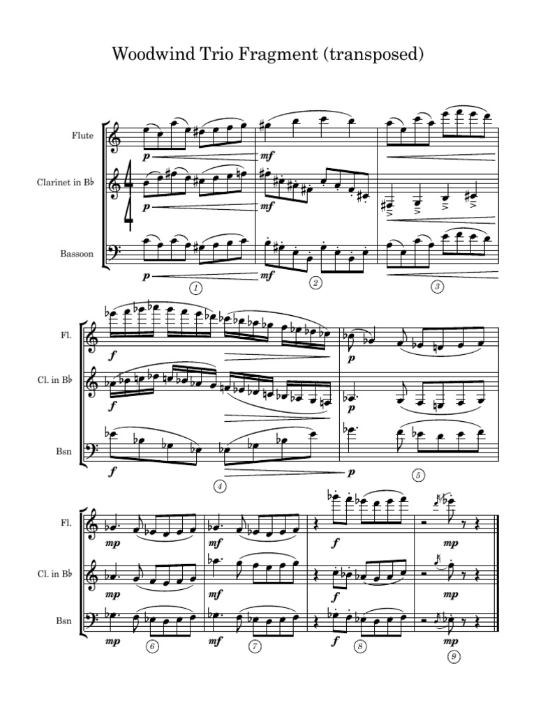 01 - Full Score - Woodwind Trio Fragment (Transposed) | PDF | Woodwind ...