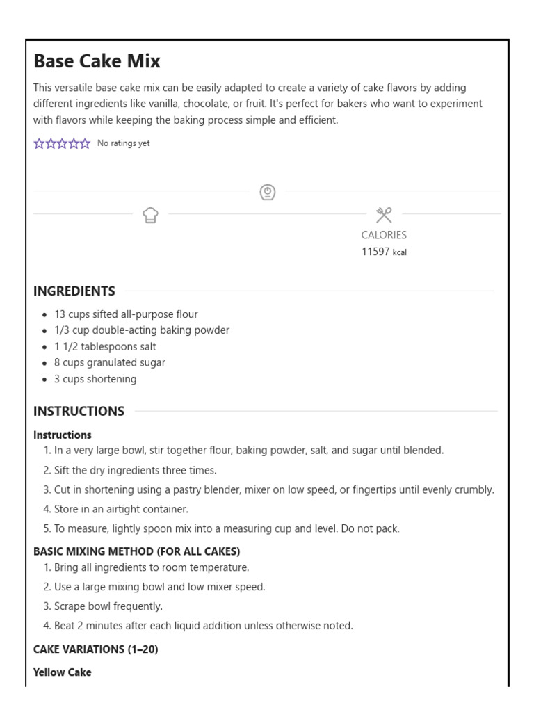 Versatile Base Cake Mix Recipes | PDF | Cakes | Cupcake