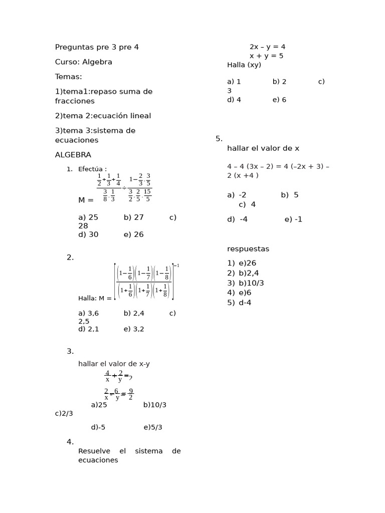 Preguntas Pre 3 Pre 4 | PDF