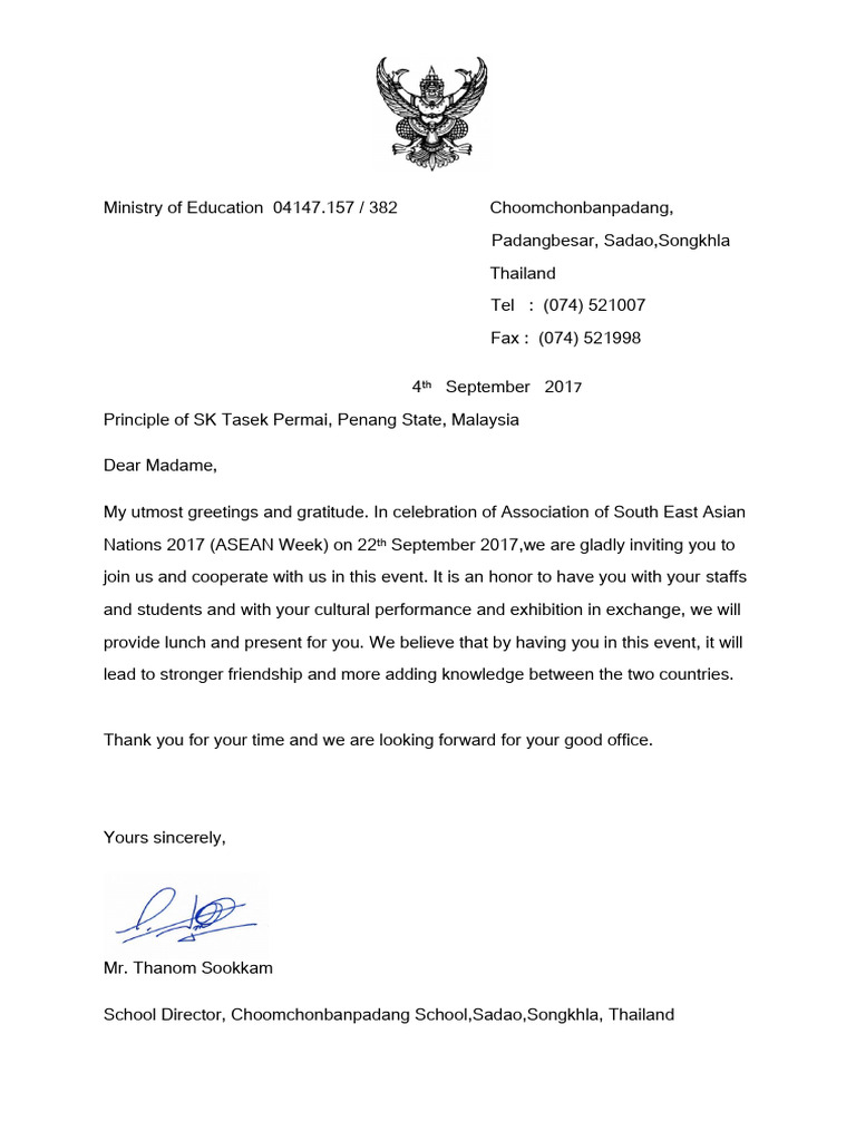 ASEAN Week 2017 Invitation Letter | PDF