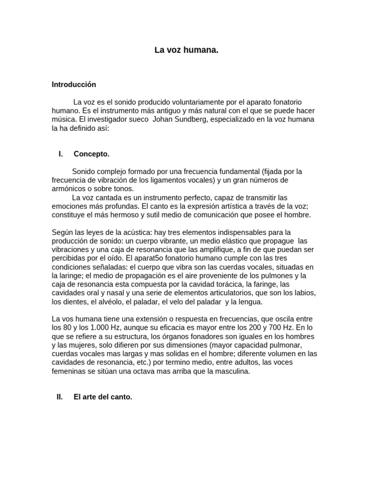La voz humana y su arte en el canto | PDF