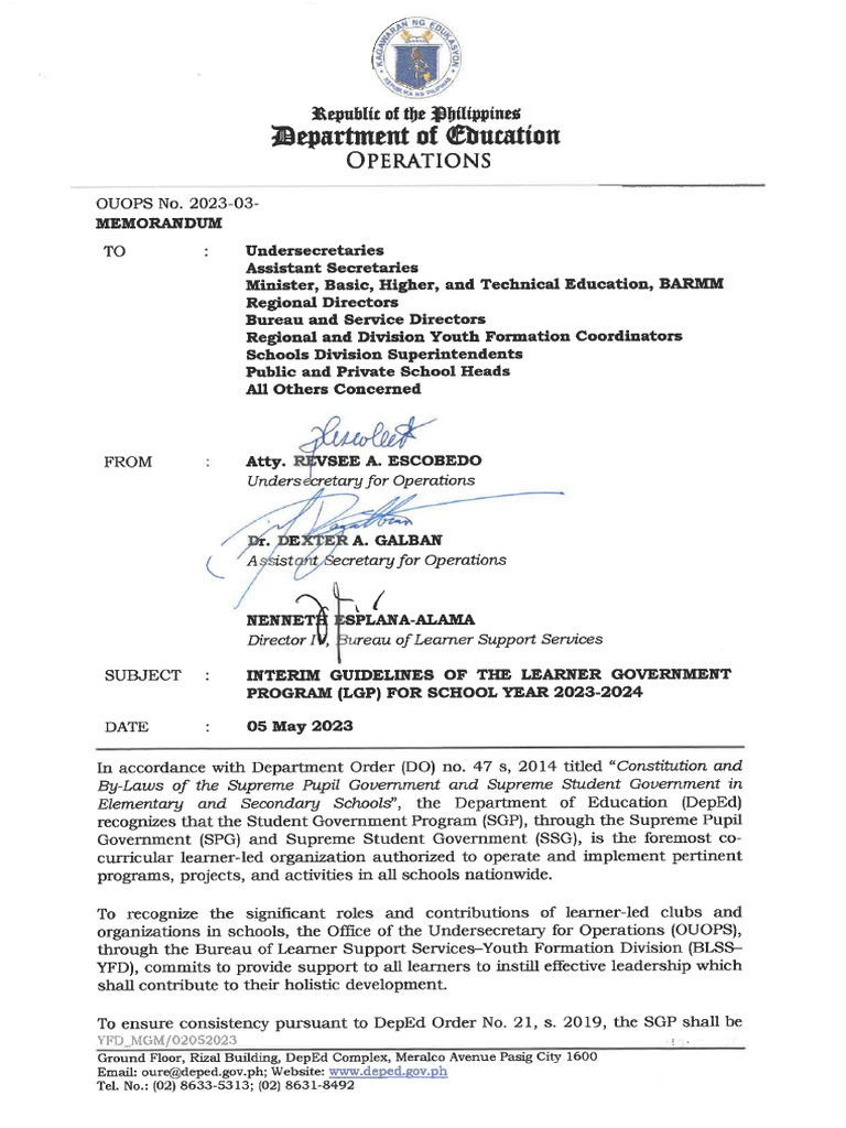 SSG Memorandum | PDF