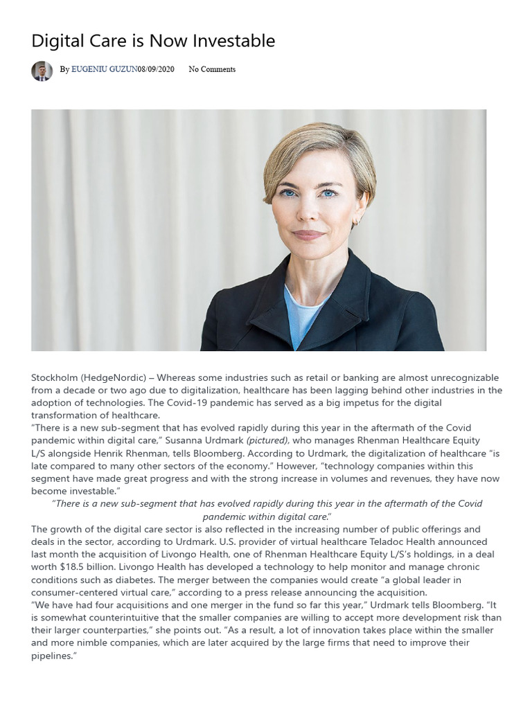 Investing in Digital Healthcare Growth | PDF | Mergers And Acquisitions ...