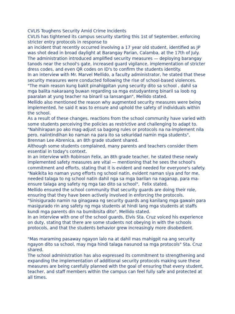 CVLIS Enhances Campus Security Measures | PDF