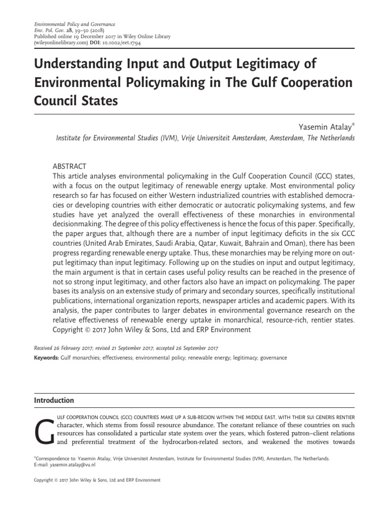 GCC Environmental Policy Legitimacy Analysis | PDF | Gulf Cooperation ...
