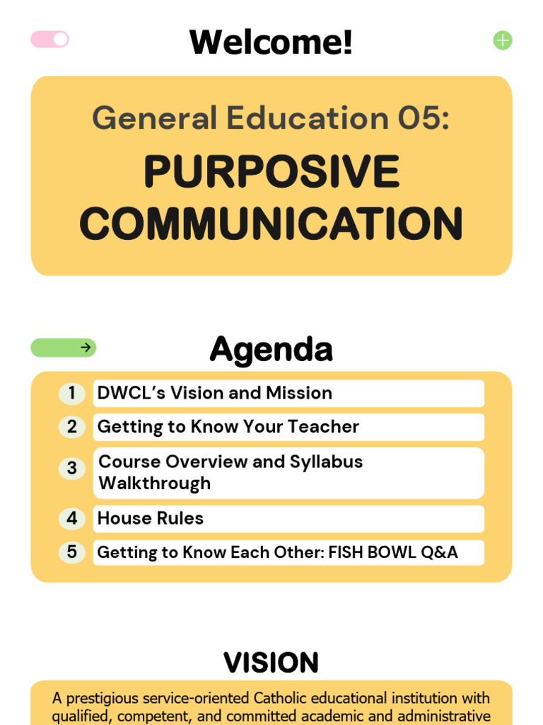 Purposive Communication Course Syllabus | PDF | Communication | Learning