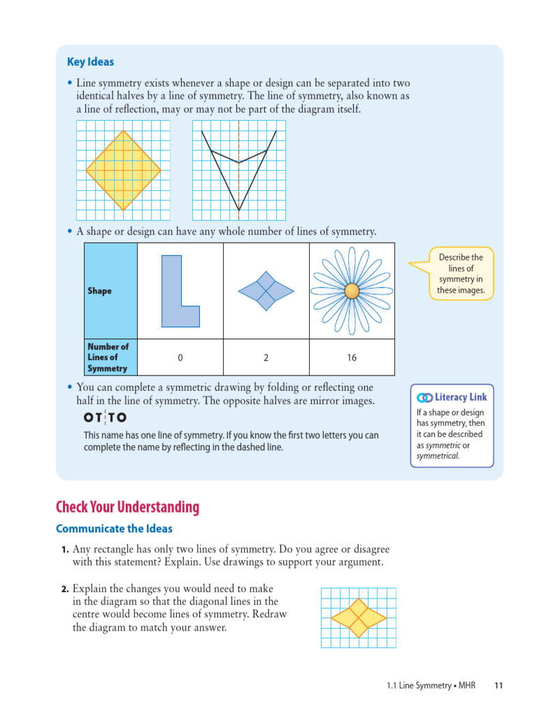 1.1 Line Symmetry Textbook Questions | PDF | Symmetry | Euclidean Geometry
