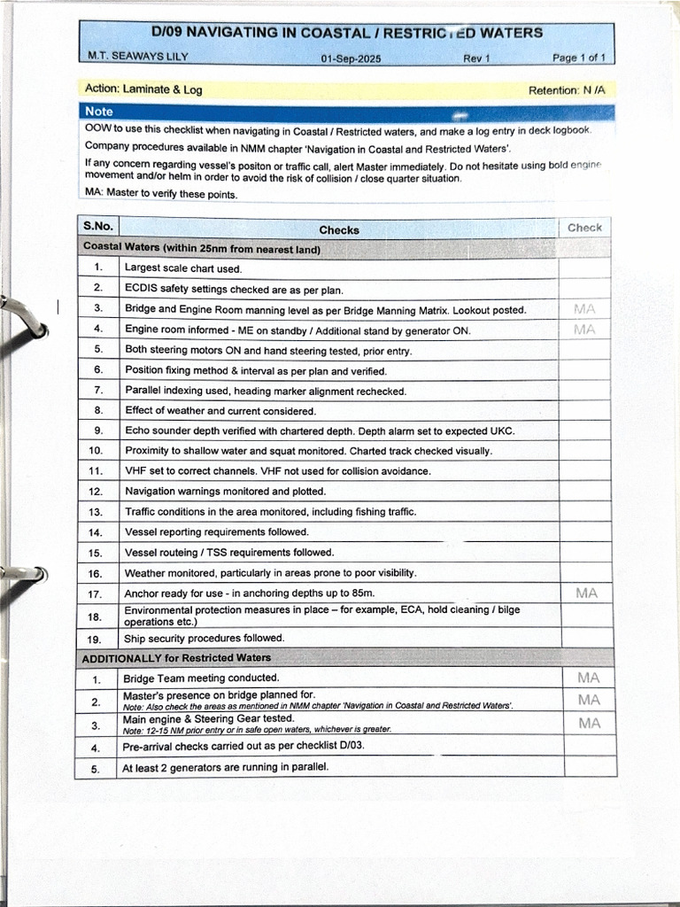 d09 Navigating in Coastal Restric, Ed Waters | PDF