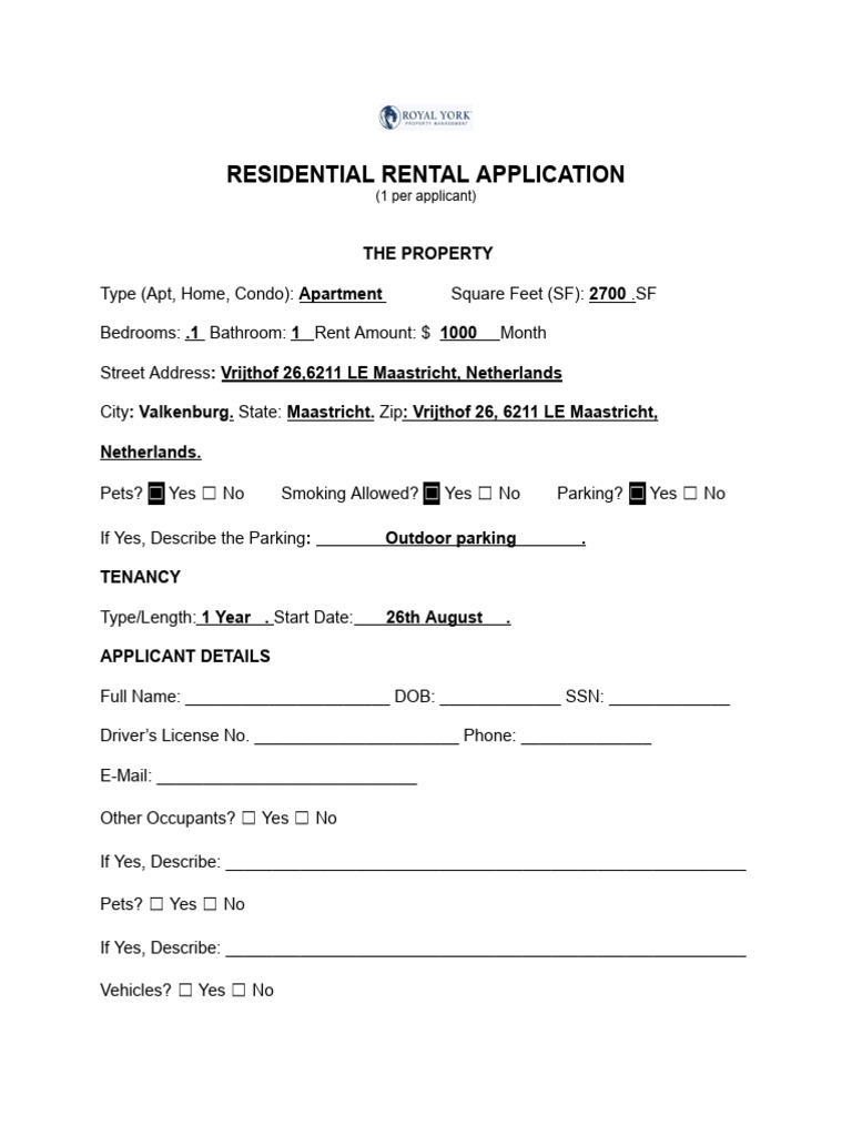Residential Rental Application Form | PDF | Visa Inc. | American Express