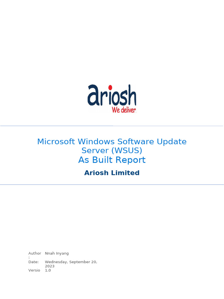 Microsoft Windows WSUS as Built Report - 2023-09!20!23.58.09 | PDF ...