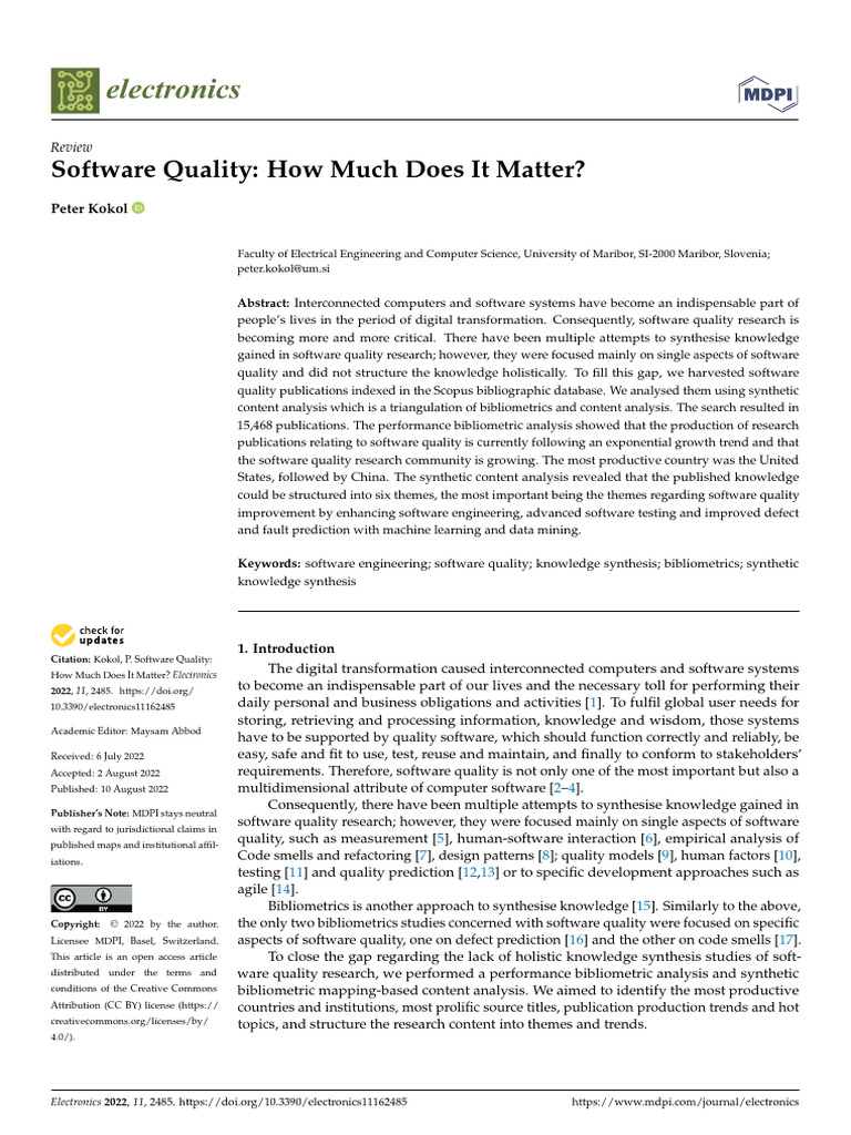 45. Software Quality - How Much Does It Matter Author Peter Kokol | PDF ...