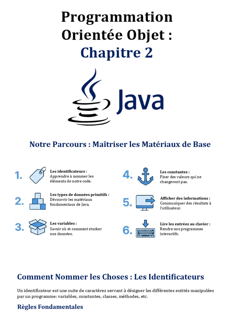 Introduction à la Programmation Java | PDF | Variable (informatique ...