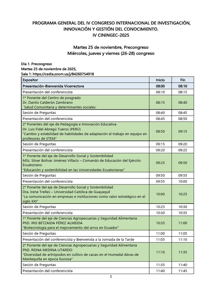 Programa IV Congreso Internacional 2025 | PDF
