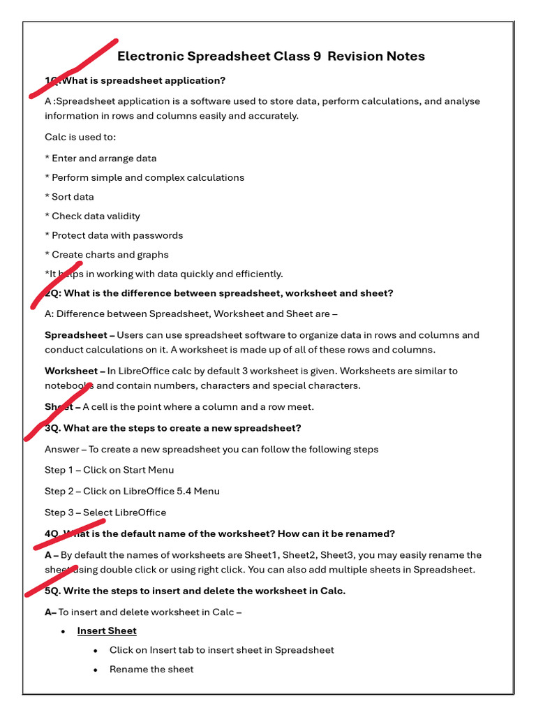 Class 9 Electronic Spreadsheet Guide | PDF | Spreadsheet | Chart