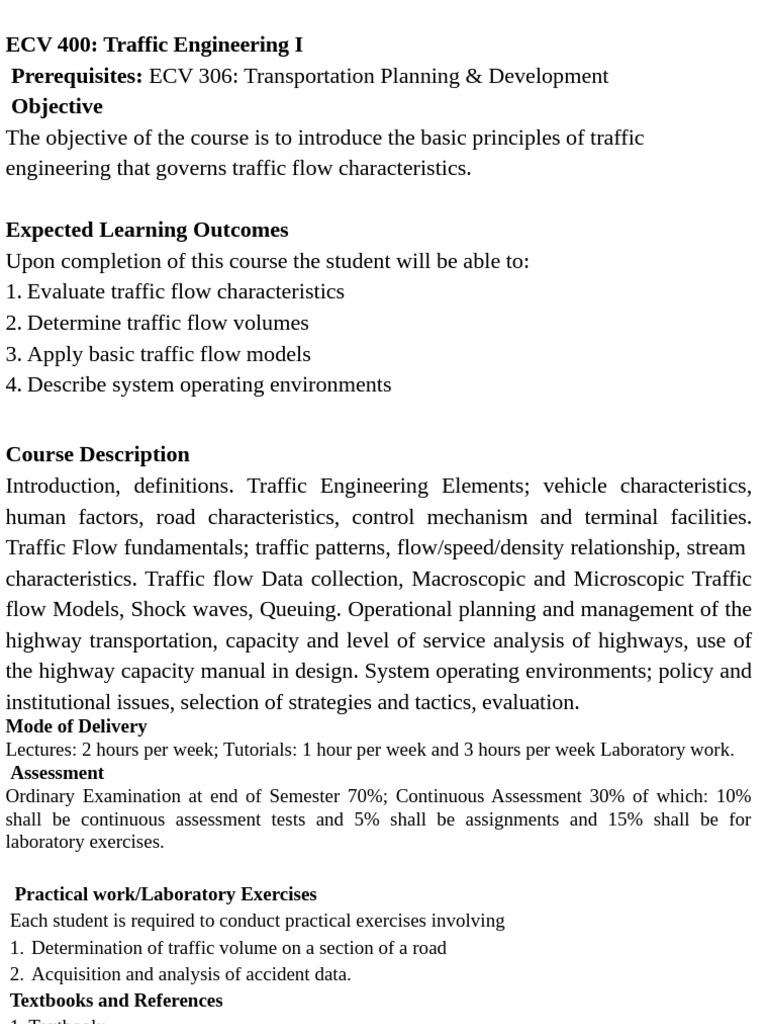 Traffic Engineering Principles and Practices | PDF | Traffic | Speed