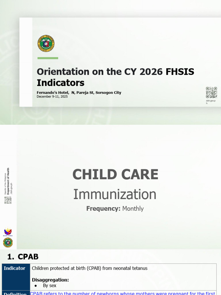 2026 FHSIS Indicators for Child Immunization | PDF | Public Health ...