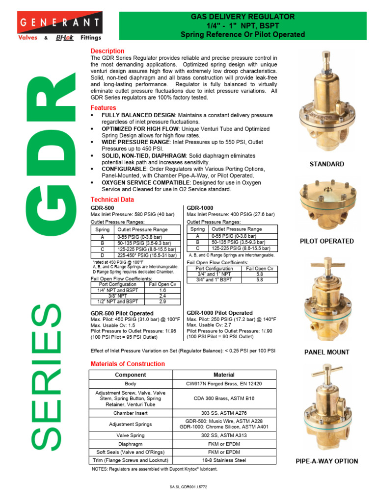 High-Performance Gas Delivery Regulator | PDF | Pressure | Chemical ...