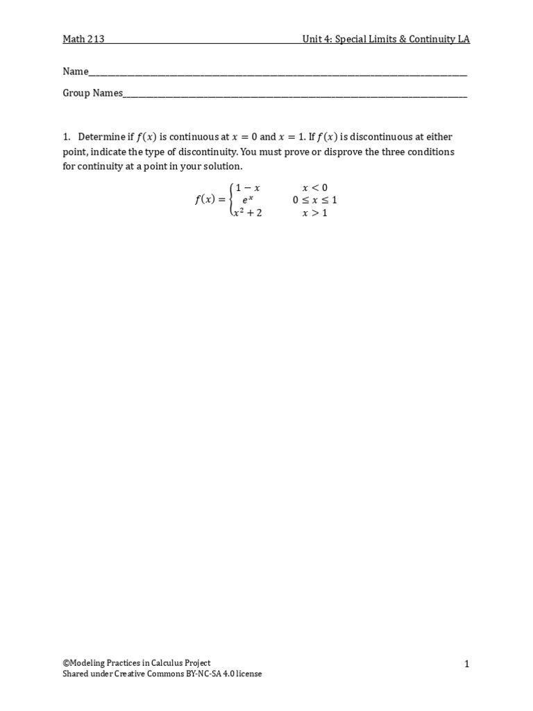 04 Special Limits and Continuity LA | PDF | Asymptote | Graph Theory