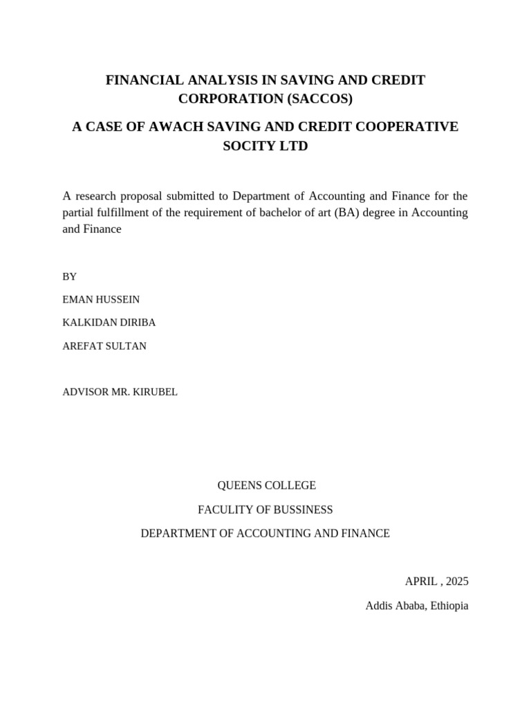 Financial Analysis of AWACH SACCO Ltd | PDF | Data | Credit Union