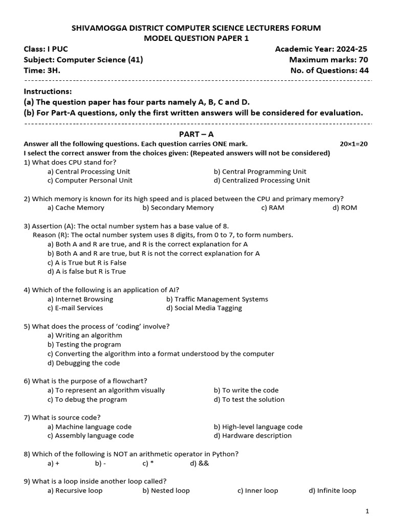 1stCSMQP1 | PDF | Control Flow | Python (Programming Language)