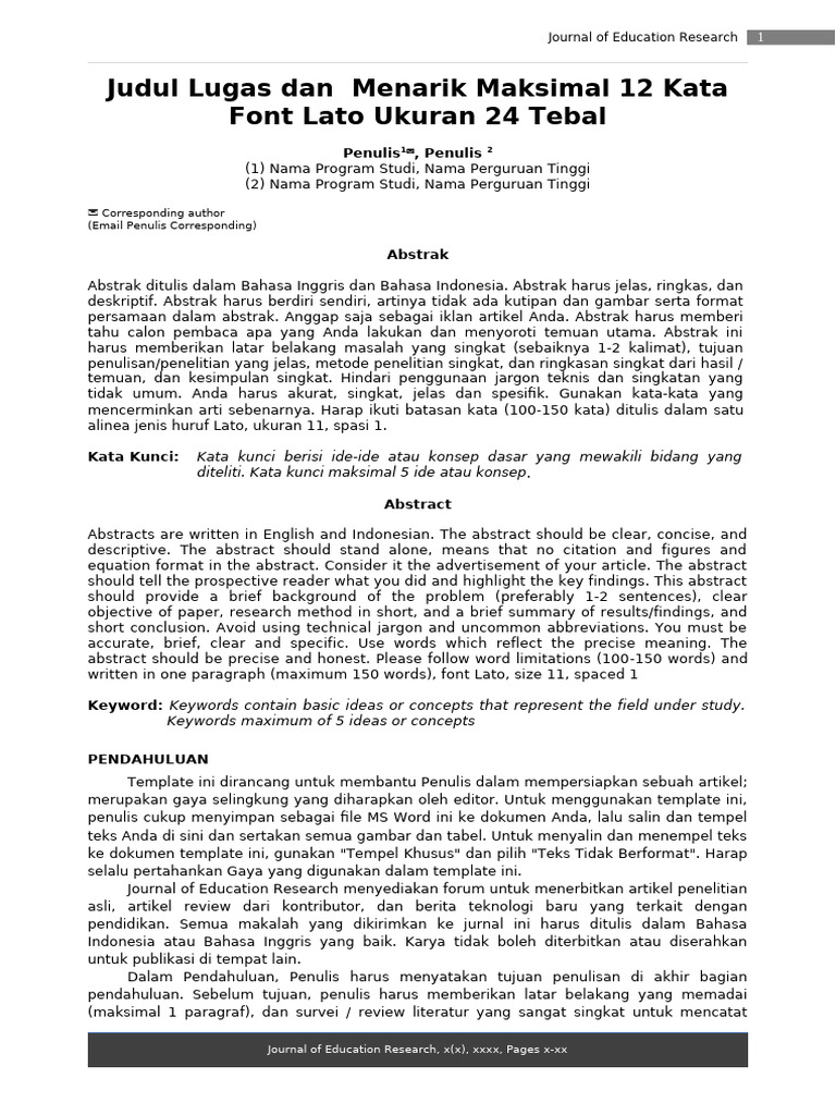 Panduan Penulisan Artikel Jurnal Pendidikan | PDF