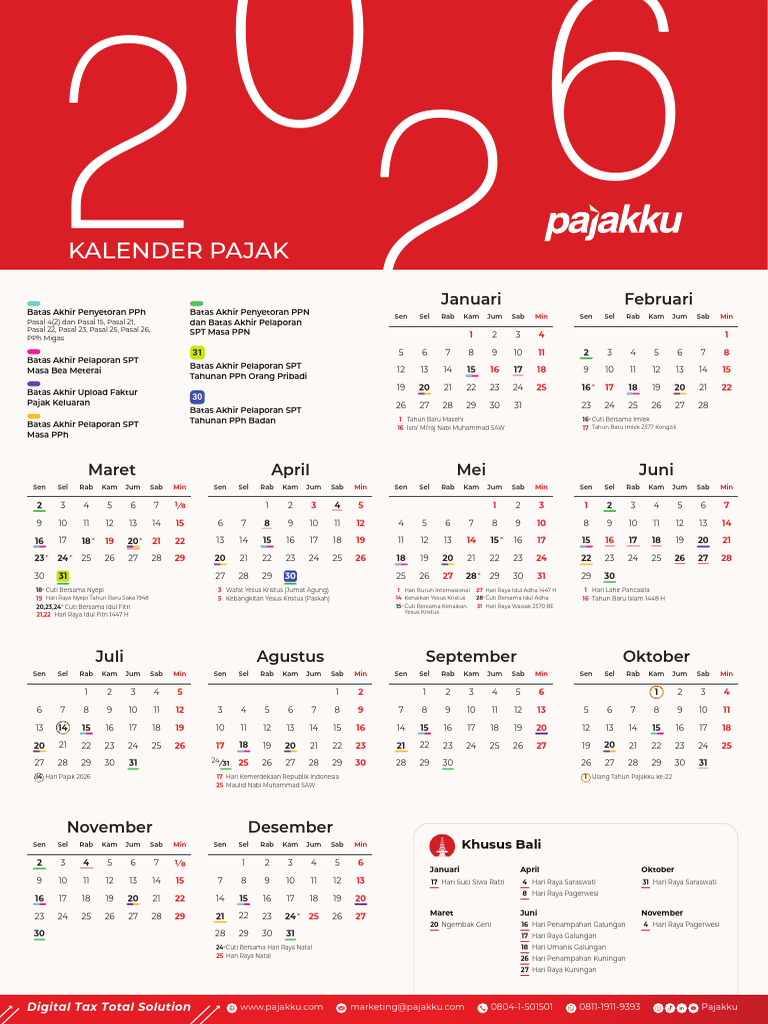 Kalender Hari Besar Dan Pajak 2026 PDF 1