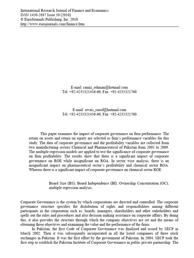 Corporate Governance Impact on Firm Performance | PDF | Errors And ...