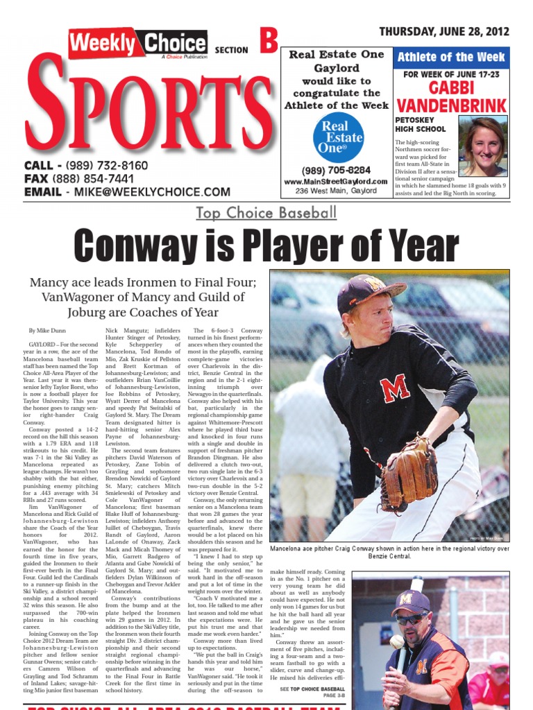 Weekly Choice - Section B - June 28, 2012 | PDF | Trail | Pitcher