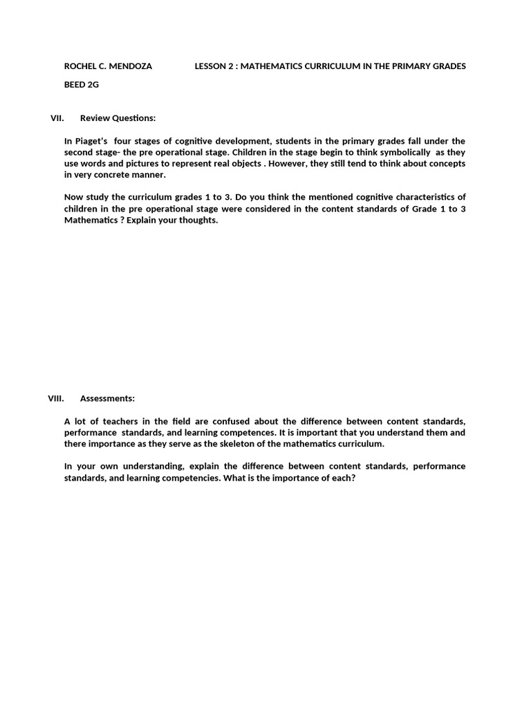 Primary Grades Math Curriculum Insights | PDF