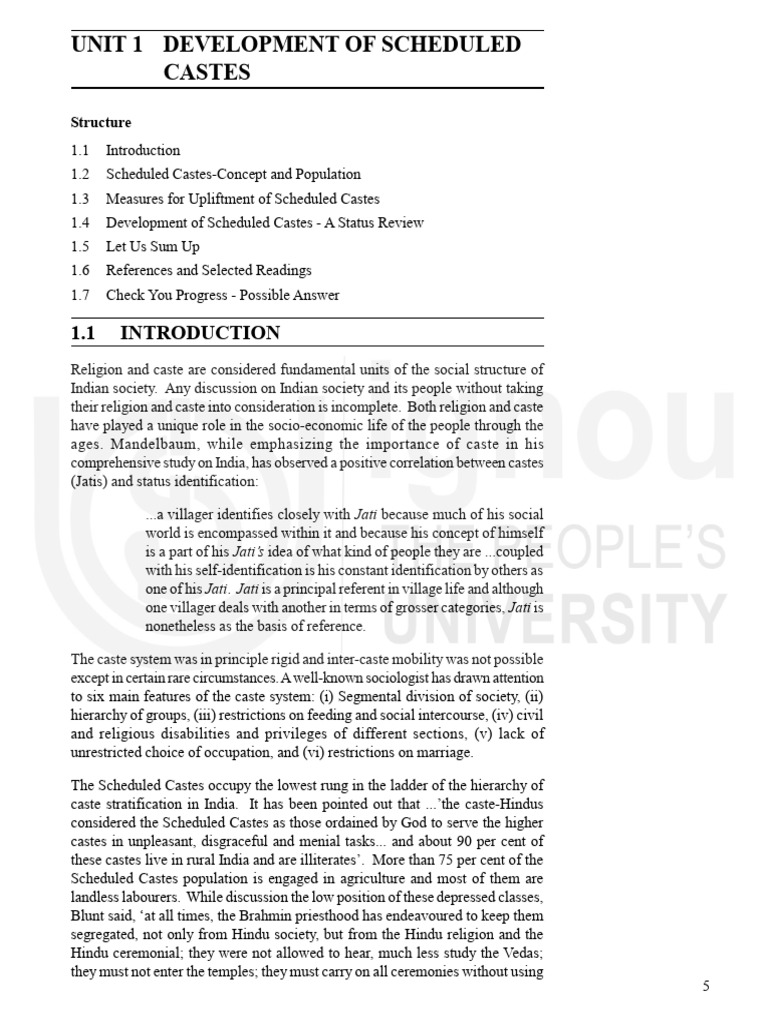 Development of Scheduled Castes in India | PDF