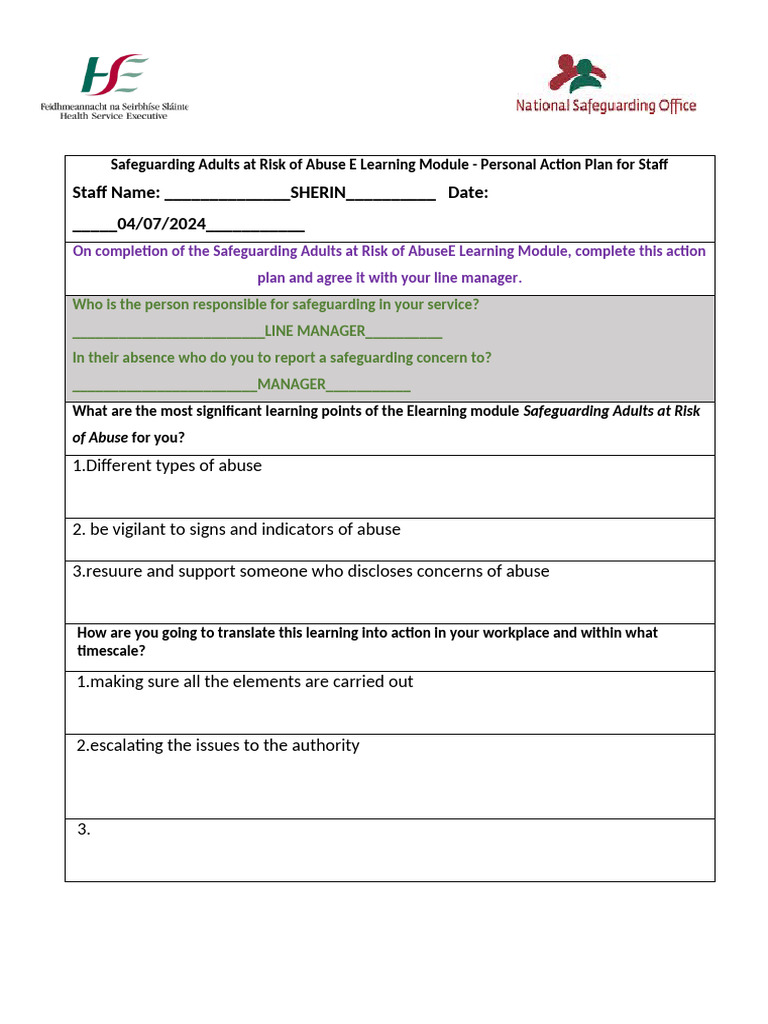 Personal Action Plan (2) | PDF