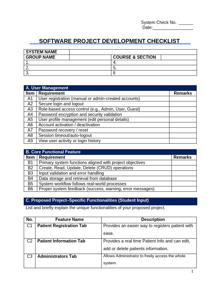 System Check List | PDF | User Interface | Page Layout