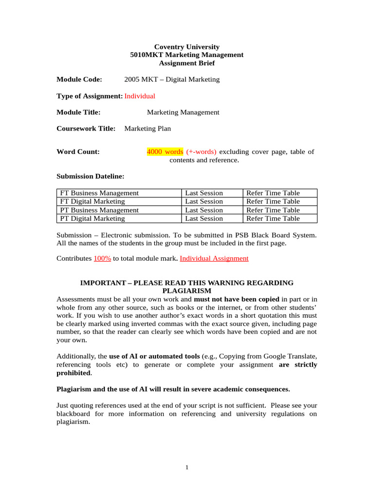 5010MKT Coursework Assignment.nov 2025 -(1)(2) | PDF | Critical ...