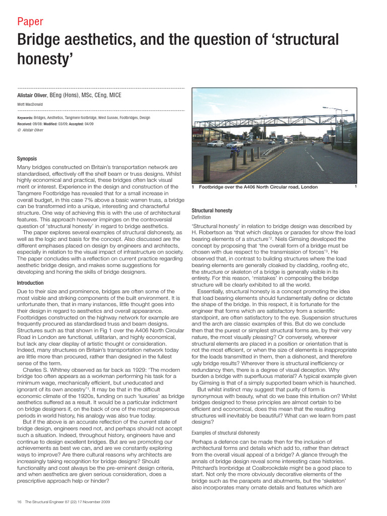 Final Bridge Aesthetics Paper[1] | PDF | Truss | Bridge