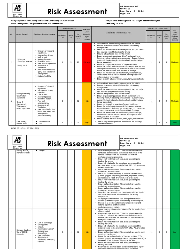 Occupational Health Risk Assessment Guide | PDF | Personal Protective ...