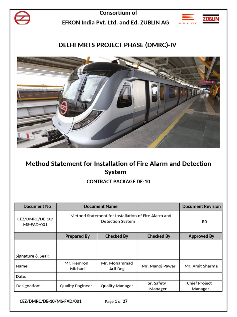 Fire Alarm Installation Method Statement | PDF | Personal Protective ...